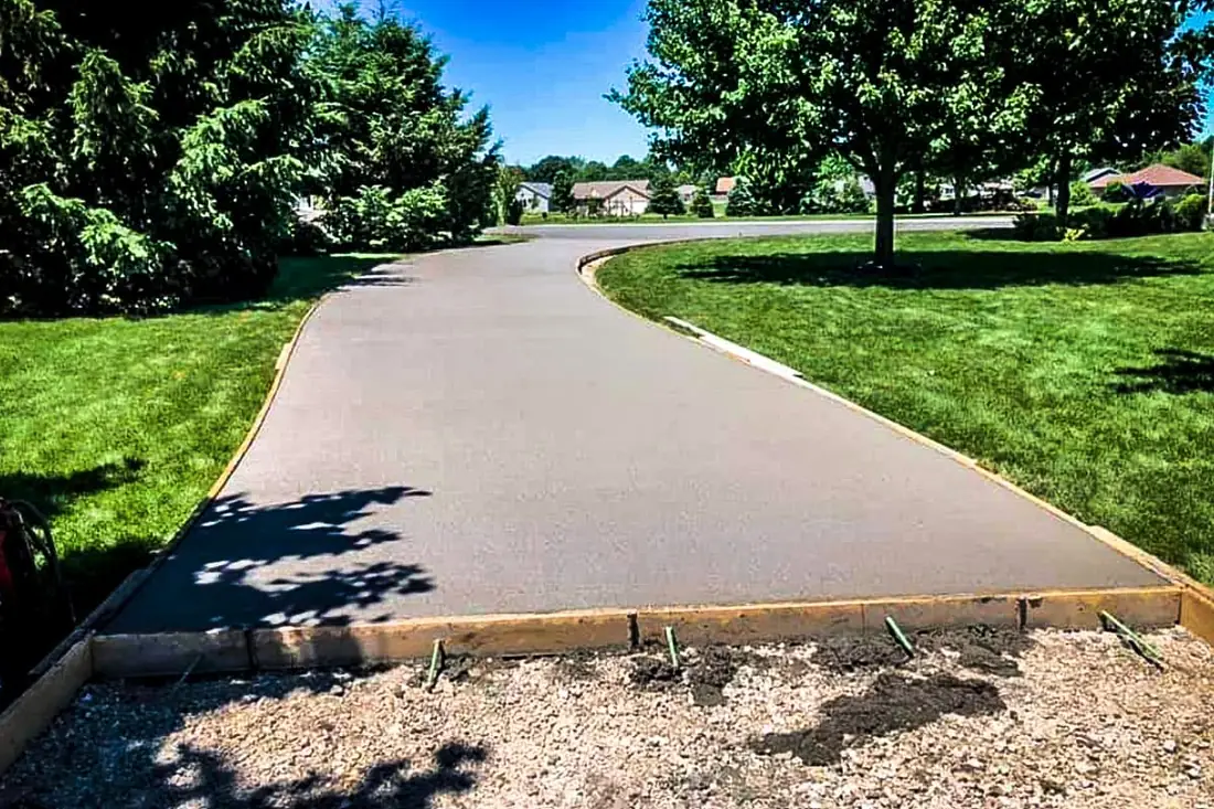 Concrete driveway with the timber forms still set along the edge, San Antonio