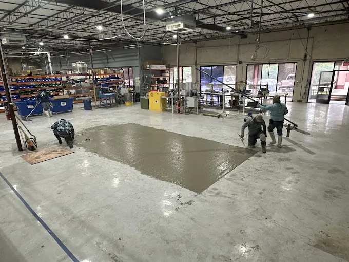 Commercial concrete parking lot being poured in San Antonio